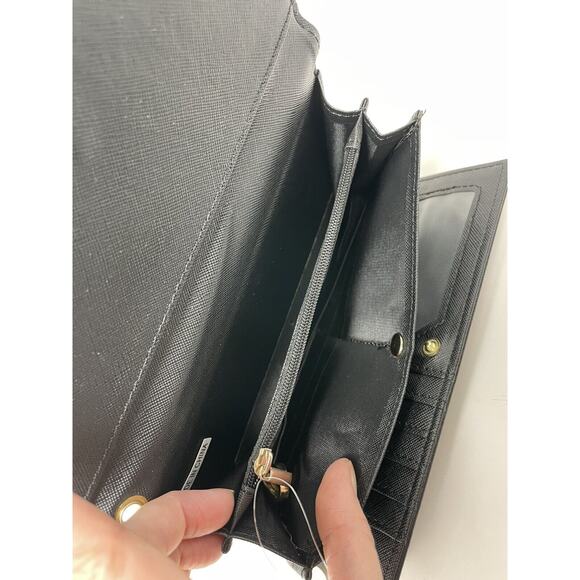 AR NEW YORK Wristlet Wallet Tan And Black Floral New - Picture 6 of 7